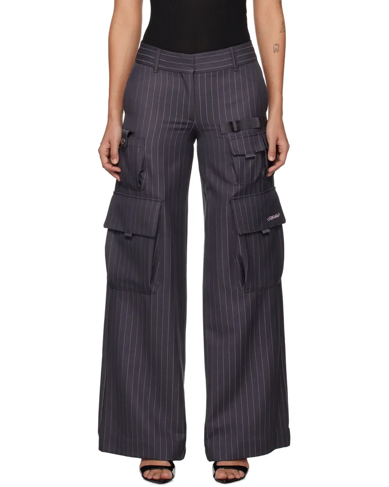 OFF-WHITE Gray Pinstripe Toybox Cargo Pants Forged