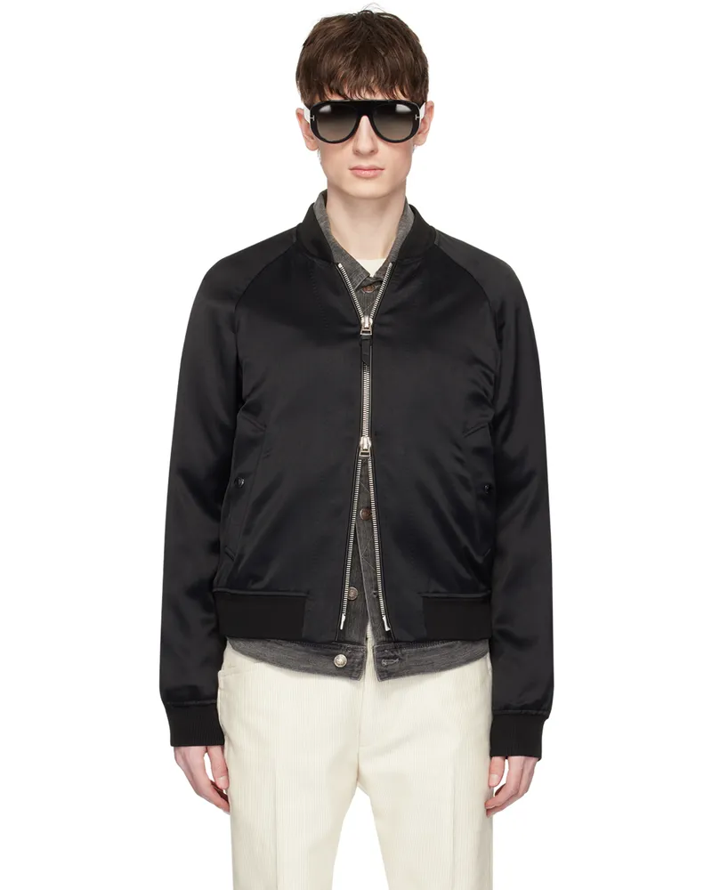Tom Ford Black Raglan Bomber Jacket Black
