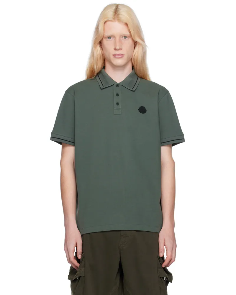 Moncler Green Patch Polo Kombu