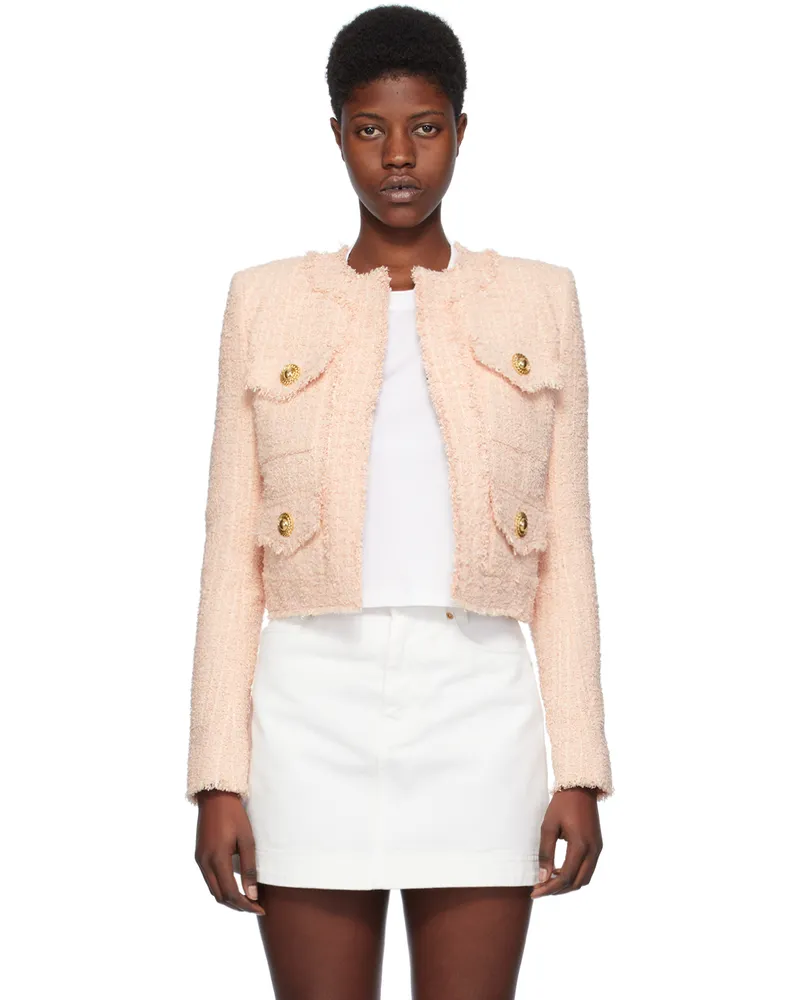 Balmain Pink Collarless Jacket 0dx
