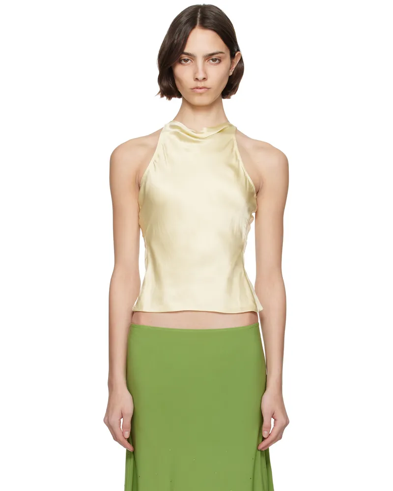 GUIZIO Yellow Regine Cowl Neck Top 748