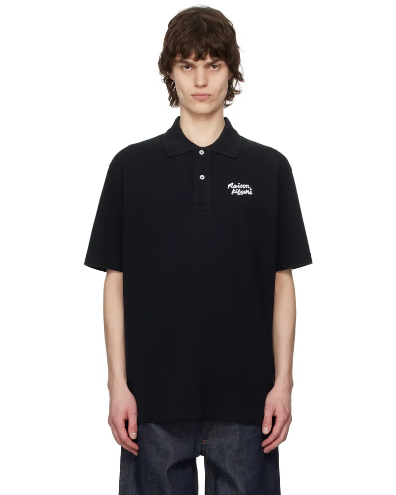 Kitsuné Black 'Maison Kitsuné' Handwriting Comfort Polo O197