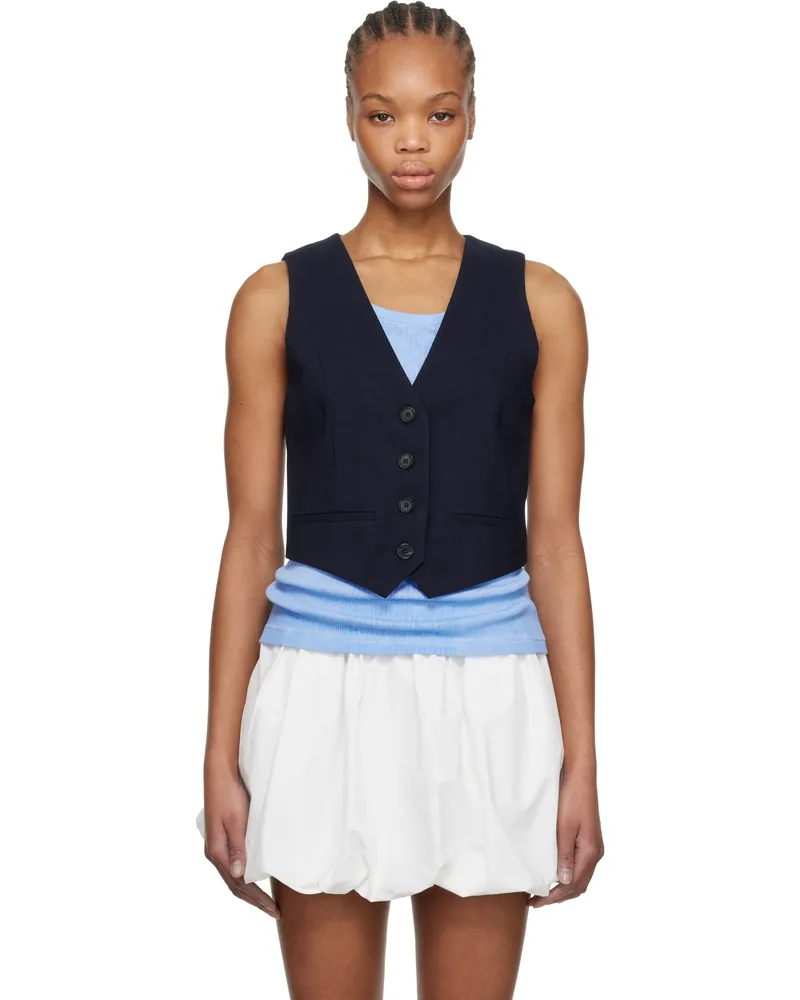 MSGM Navy Button Vest 88