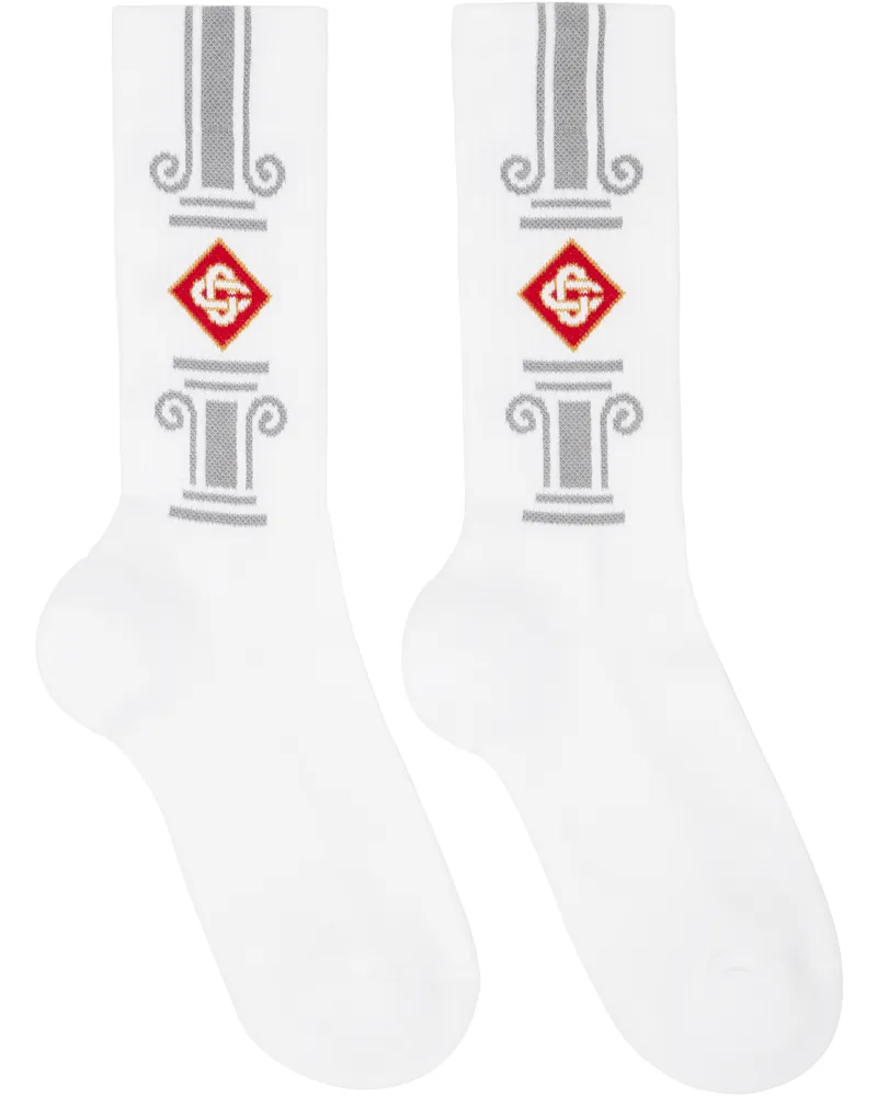 Casablanca Paris White Gray Column Socks Grey