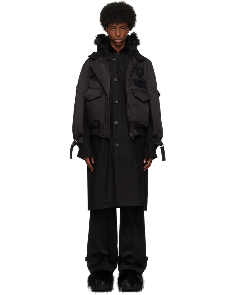 Sacai Black Spiewak & Gonz Edition Multi Patch Down Coat 001