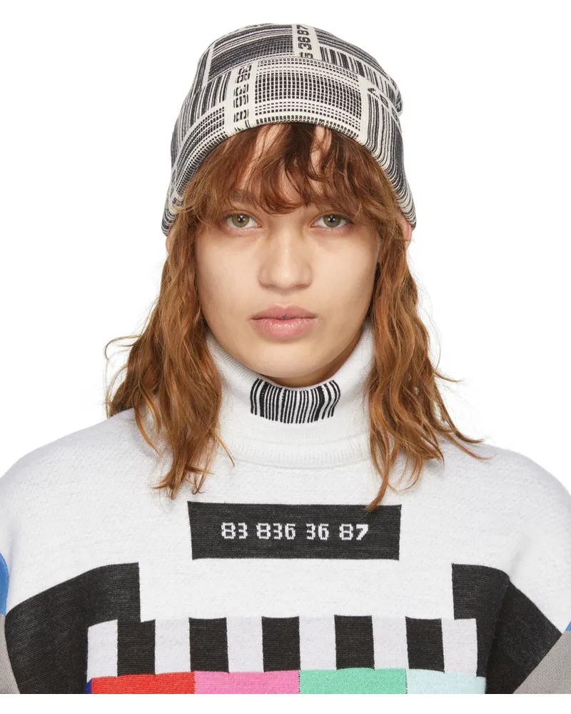 VTMNTS White Barcode Monogram Beanie White
