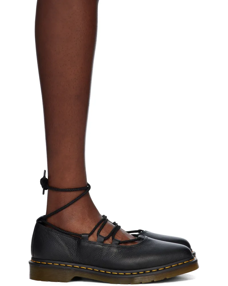 Dr.Martens Black Elphie II Virginia Leather Ballet Loafers Black