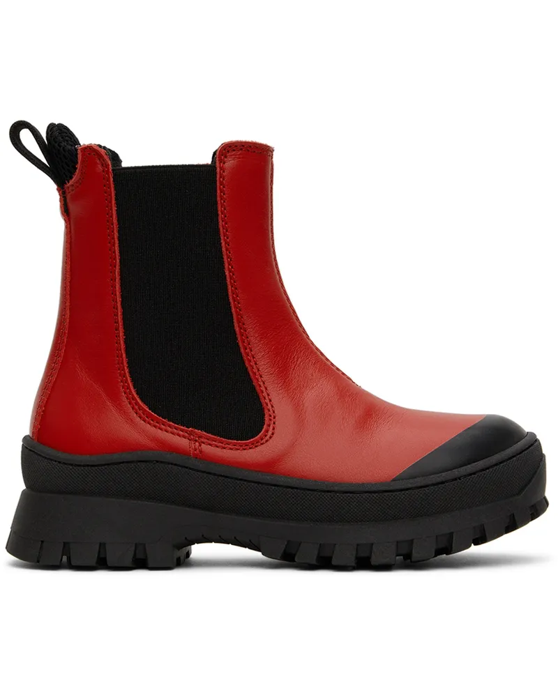 Marni Kids Red Leather Chelsea Boots Var.