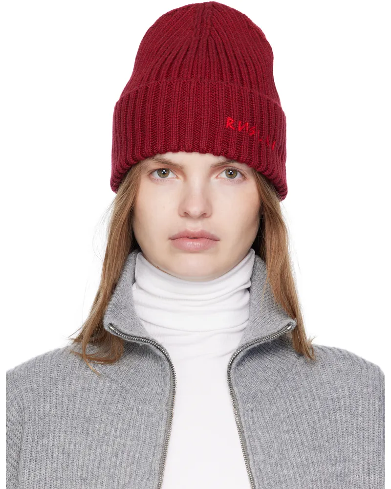 RUSLAN BAGINSKIY Burgundy Monogram-Embroidered Wool Beanie Burgundy