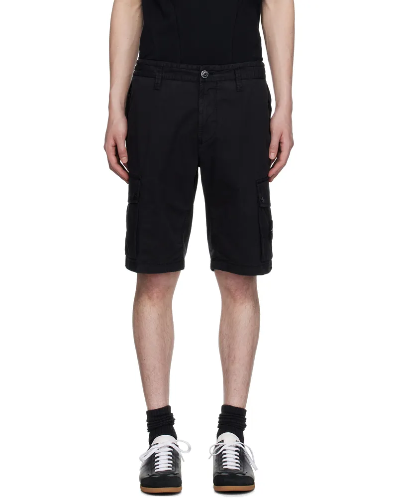 Stone Island Black Supima Cotton Twill Stretch-TC Shorts V0029