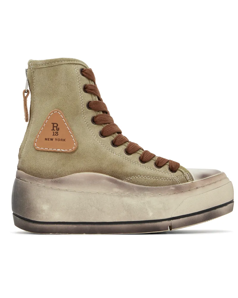 R13 Khaki Tall Kurt Sneakers Washed
