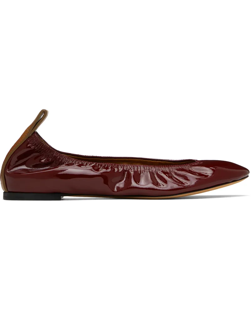Lanvin Burgundy Patent Leather Ballerina Flats Burgundy