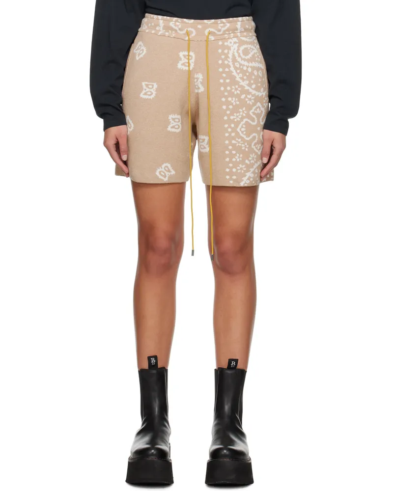 RHUDE Beige Jacquard Shorts 0517