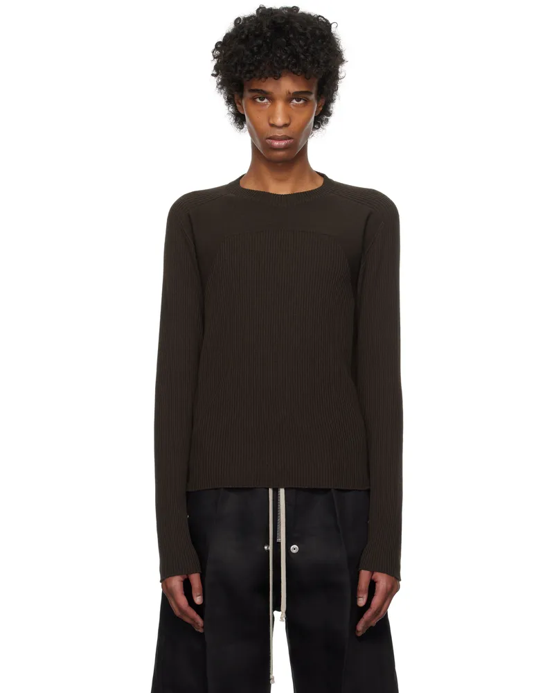 Rick Owens Brown Hollywood Ribbed Geo Sweater 14