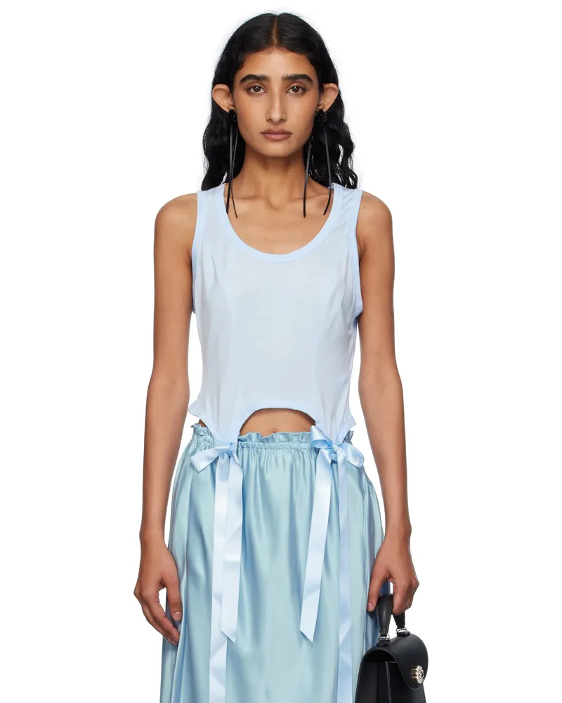 Simone Rocha SSENSE Exclusive Blue Bow Tail Easy Tank Top Baby