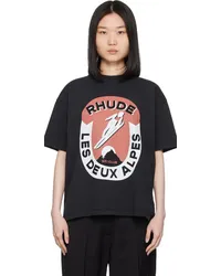 RHUDE Black 'Les Deux Alpes' T-Shirt Vtg