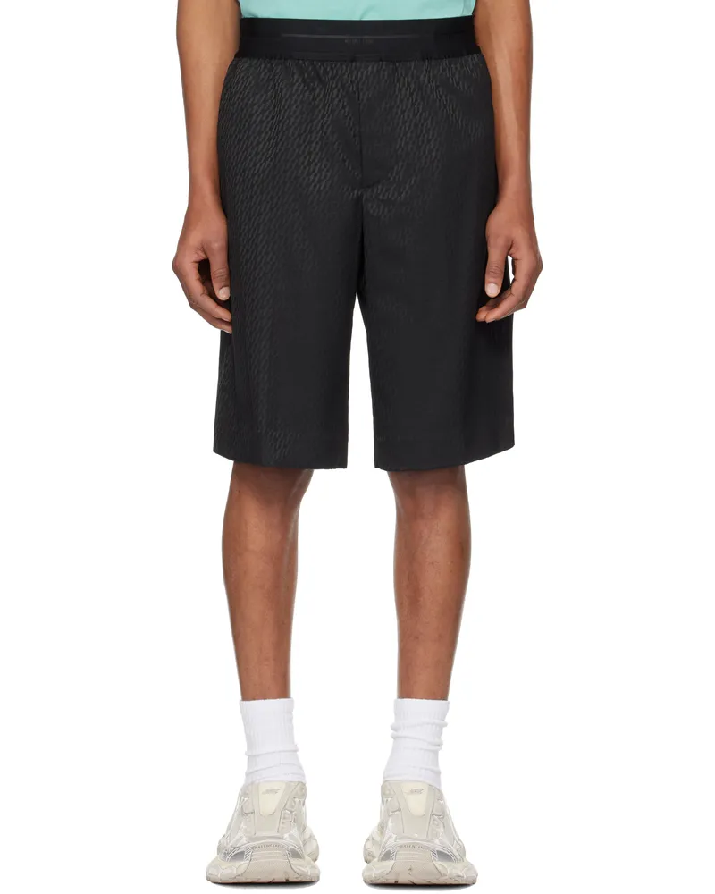 Helmut Lang Black Jacquard Car Shorts Black
