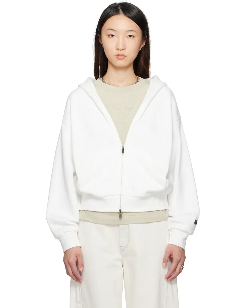 Fear of God White Classic Fit Zip-Up Hoodie Cloud