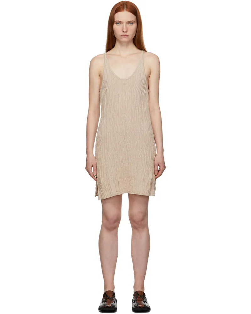 Marques ' Almeida Beige Knit V-Neck Short Dress Beige