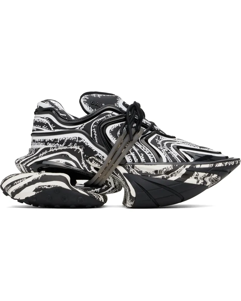 Balmain Black & White Unicorn Wave Sneakers Eab