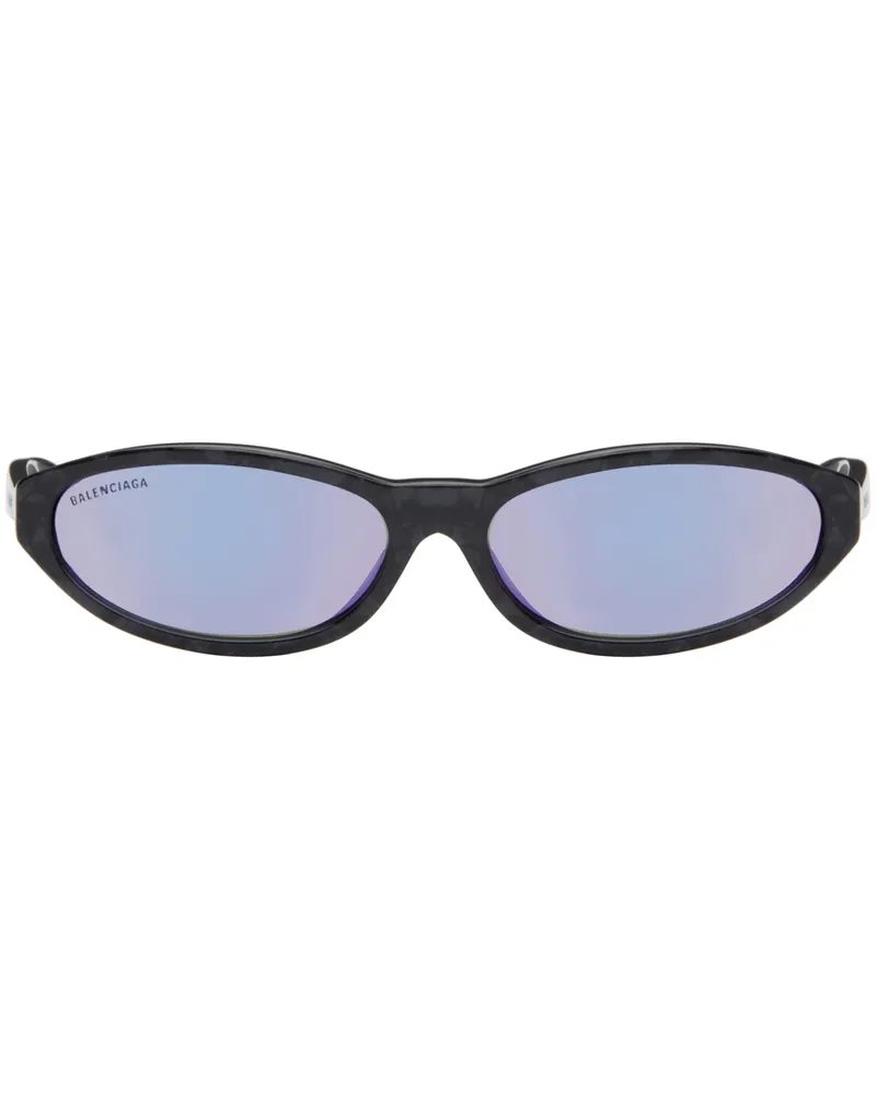 Balenciaga Black & Purple Neo Round Oval Sunglasses 011