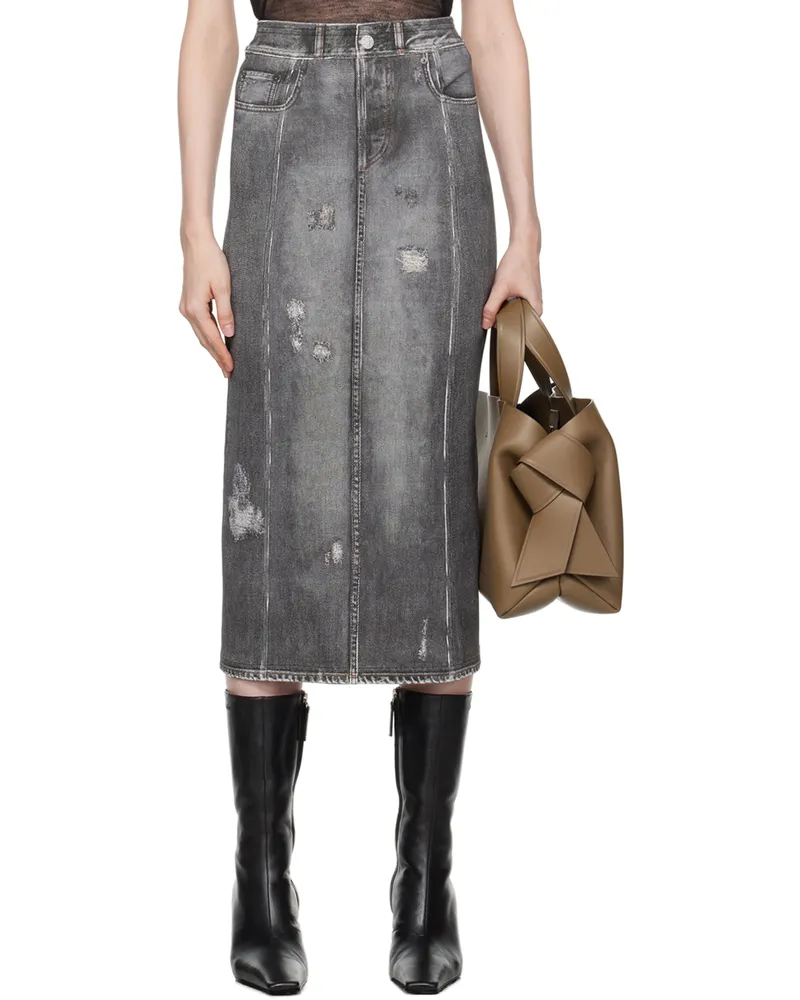 Acne Studios Gray Printed Maxi Skirt Chf