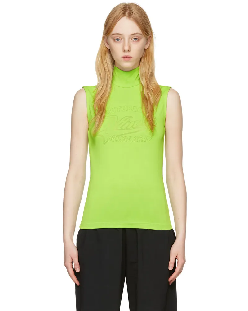 VTMNTS Green Viscose Turtleneck Neon