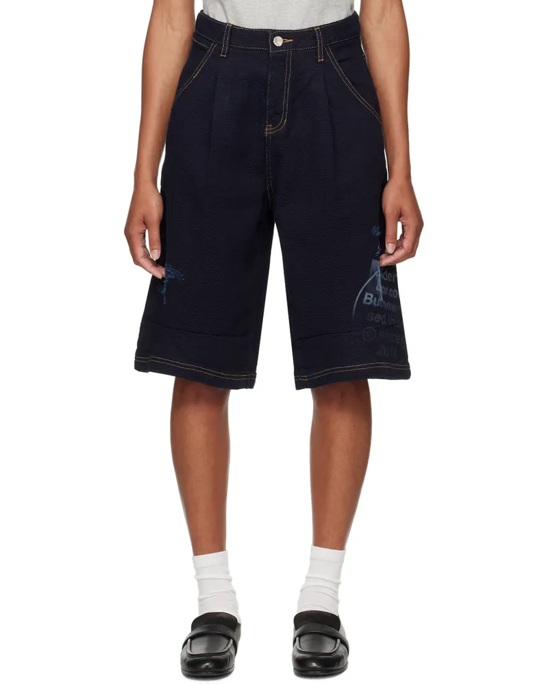 Adererror Navy Printed Shorts Blue