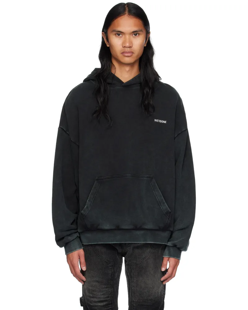 WE 11 DONE Black Raw Edge Hoodie Black