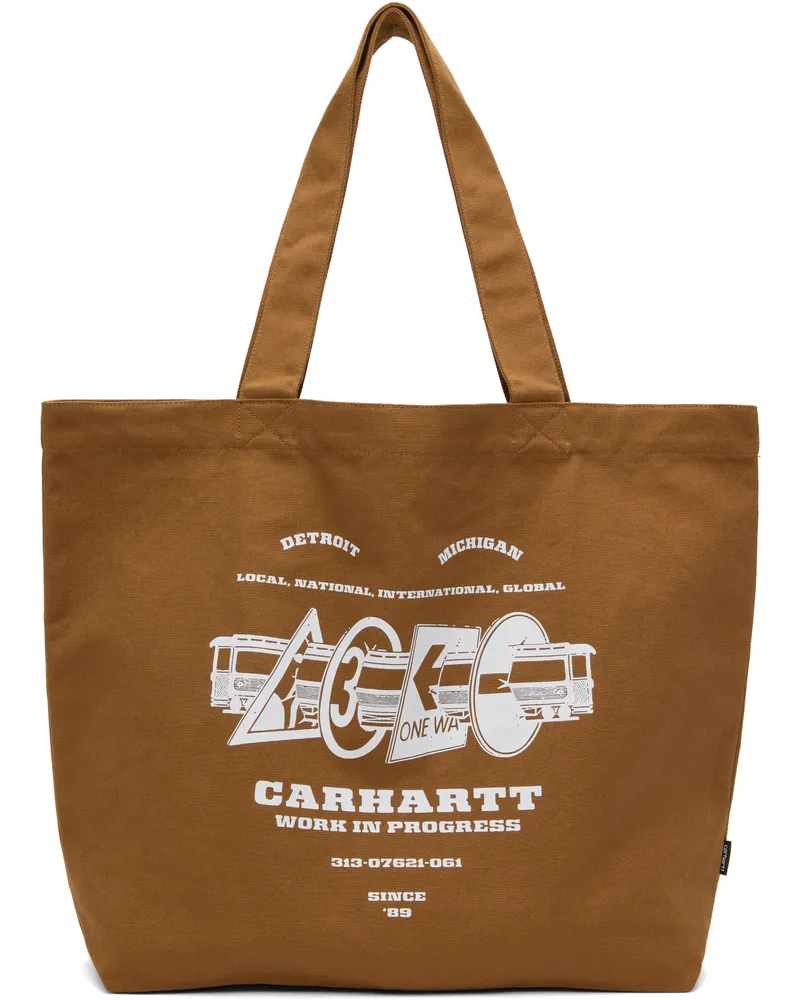 Carhartt WIP Brown Canvas Graphic Large Tote 2nuxx
