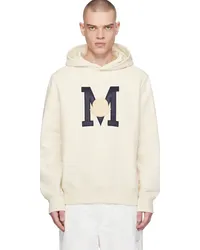 Moncler Off-White Appliqué Hoodie Almond