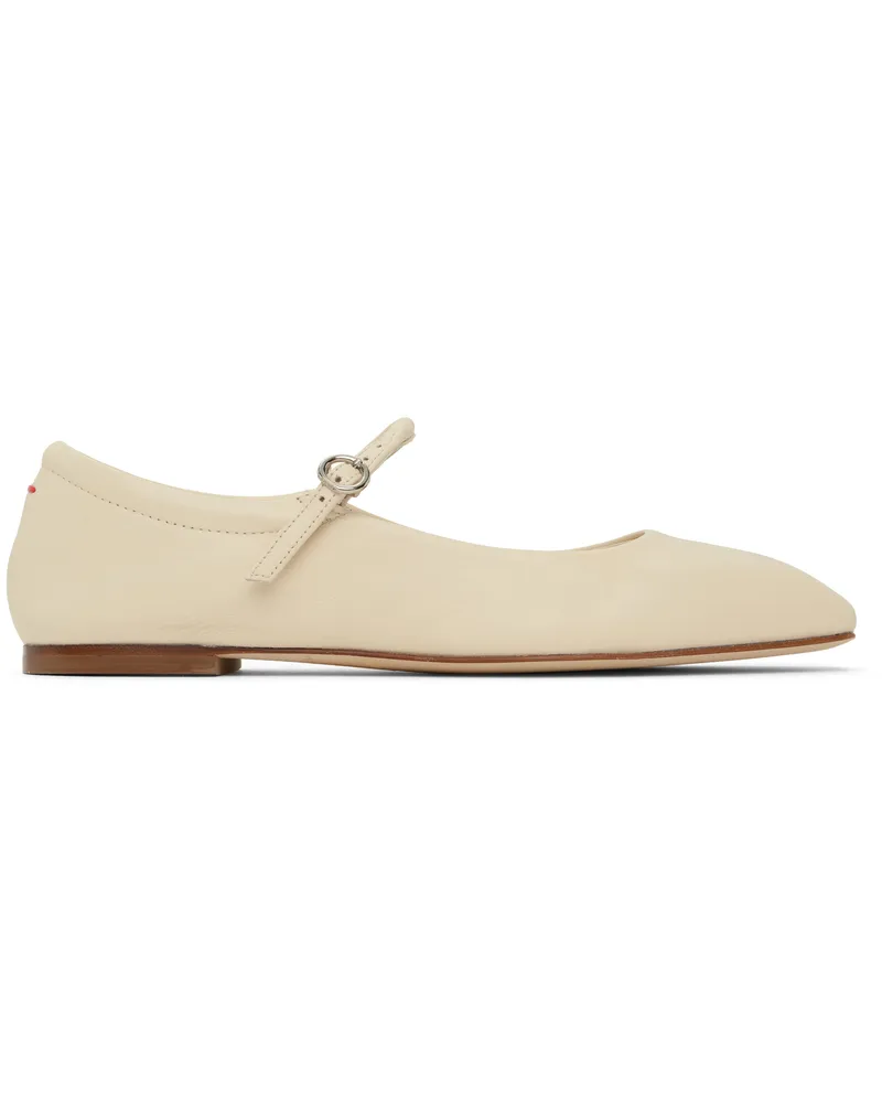 aeyde Off-White Uma Leather Mary-Jane Ballerina Flats Creamy