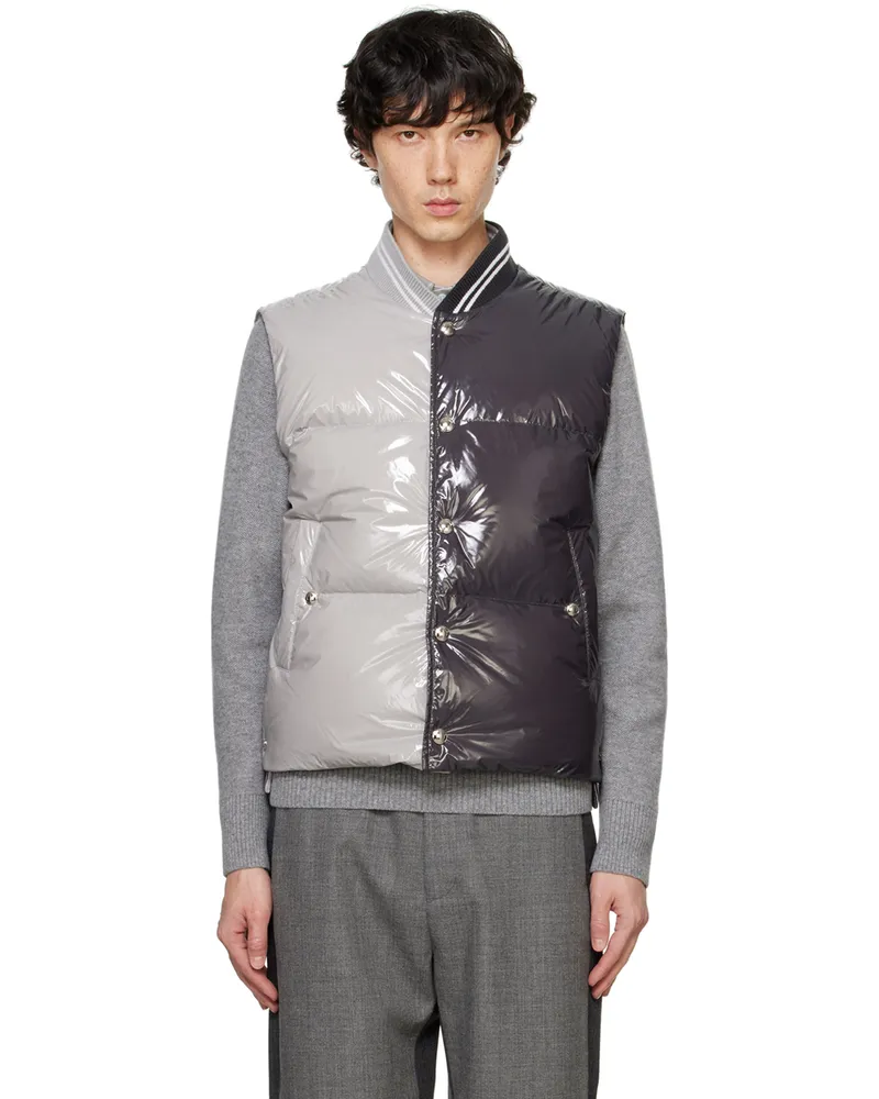 Thom Browne Gray Funmix Glossy Tech Down Vest 055