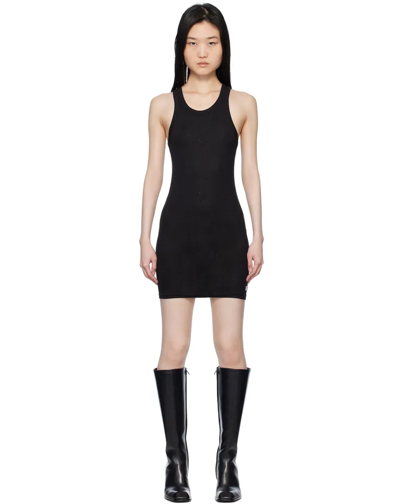 Alexander Wang Black Crystal Hotfix Racer Tank Minidress Black