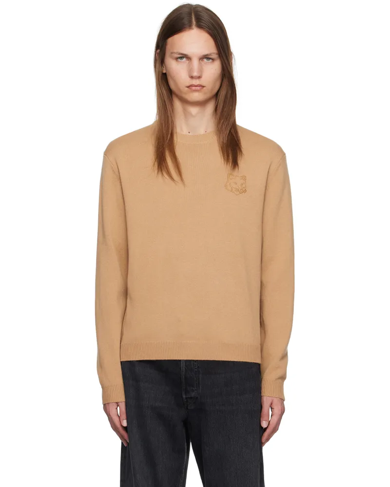 Kitsuné Beige Bold Fox Head Embroidered Sweater P245