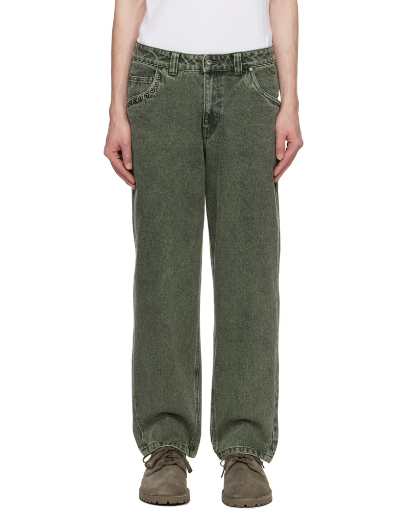 Dime Green Classic Relaxed Jeans Faded