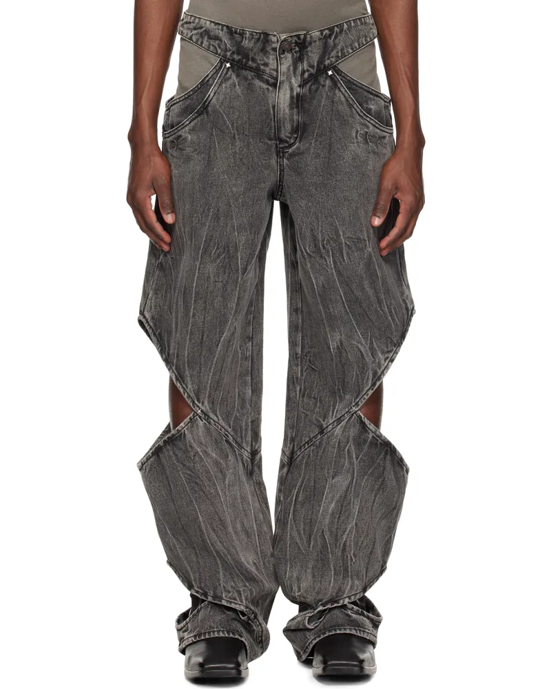 KUSIKOHC Black Cut-Out Jeans Black