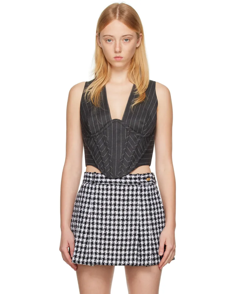 Versace Gray Striped Corset 1e510