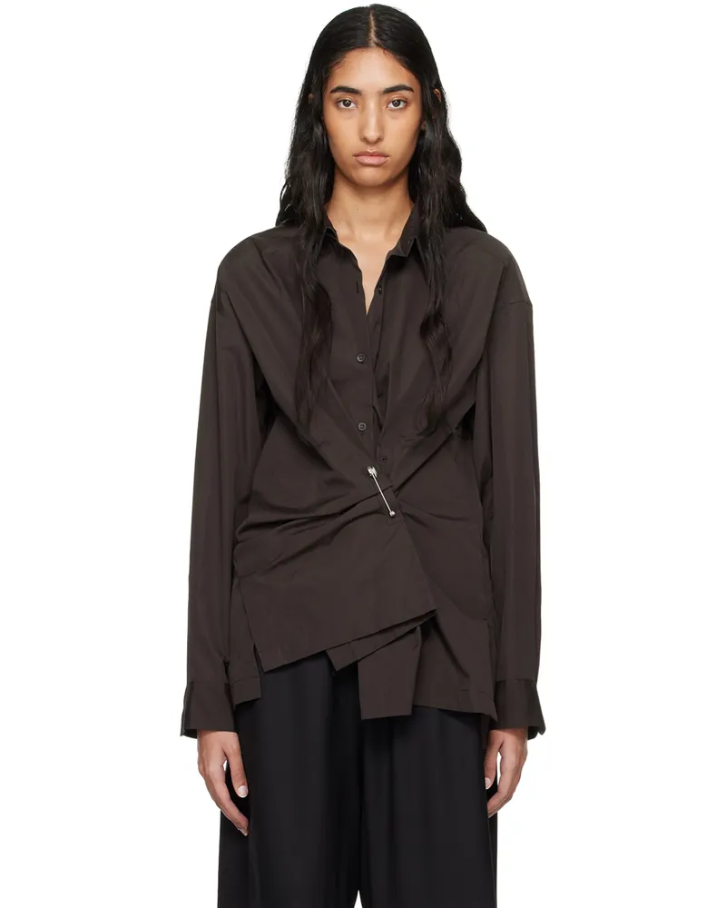 Dries van Noten Brown Safety Pin Shirt Dark