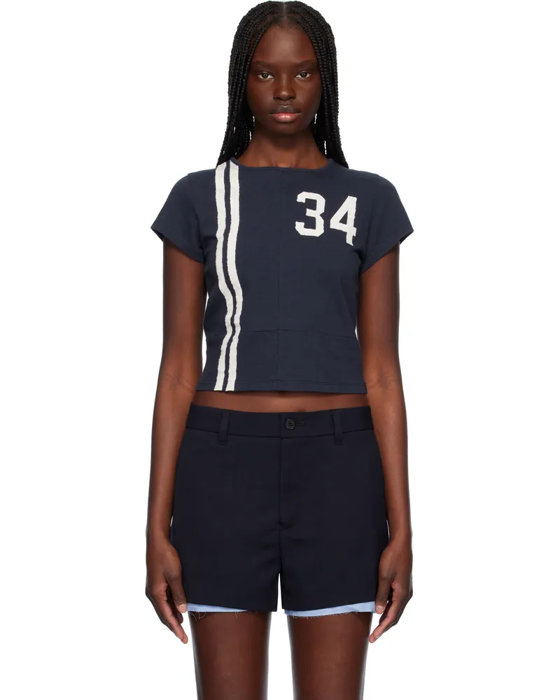 AMBUSH Navy Paneled Fitted T-shirt 29