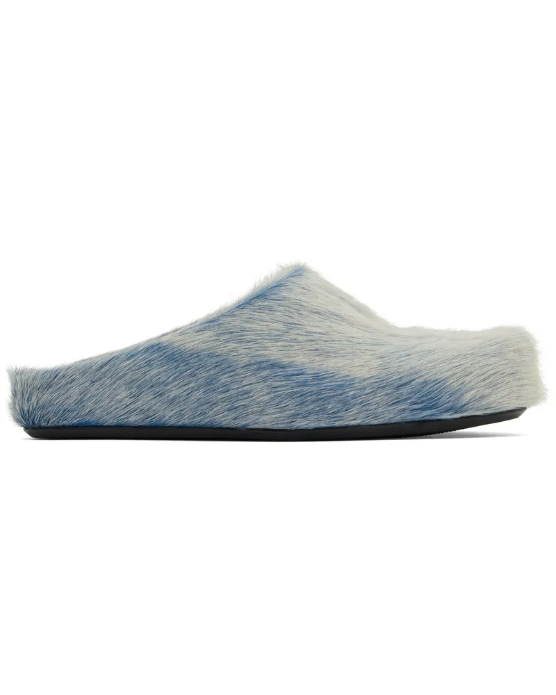 Marni Blue & Gray Fussbett Sabot Slip-on Loafers 00b26