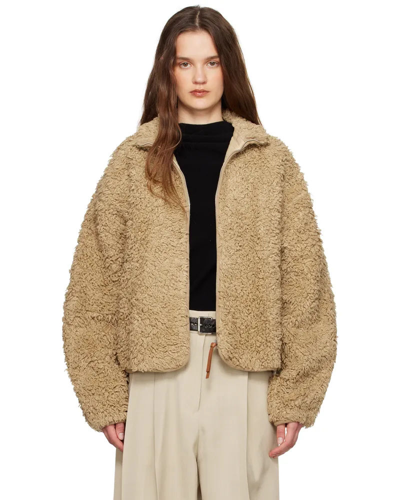 Jil Sander Beige Cotton Fleece Zip-Up Jacket 218
