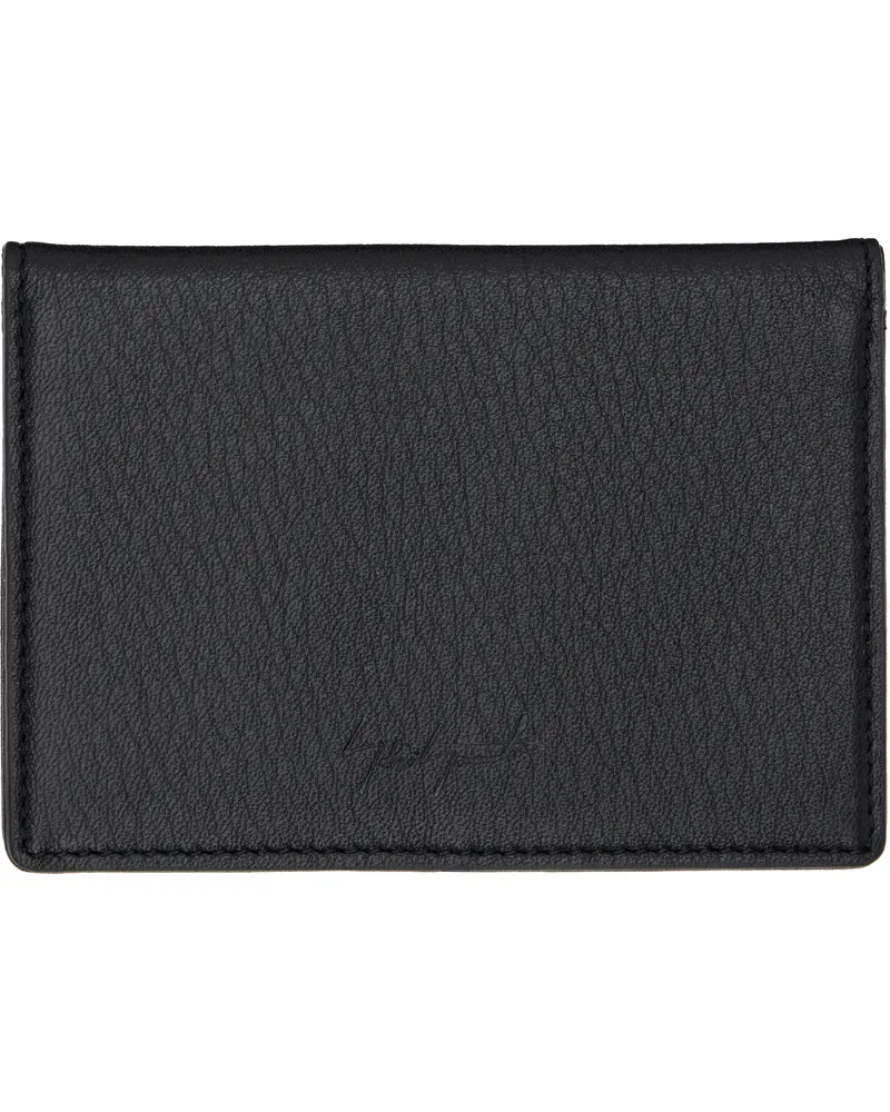 Yohji Yamamoto Black Leather Bifold Card Holder 1