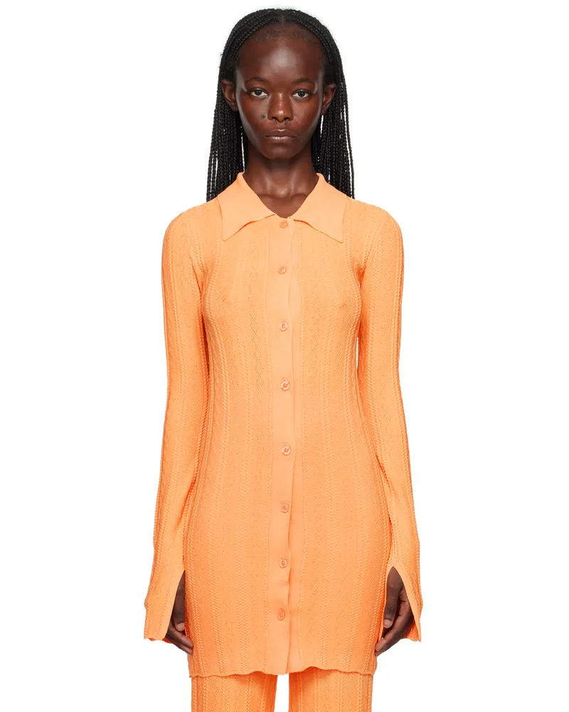 ROTATE Birger Christensen Orange Buttoned Cardigan 14-1133