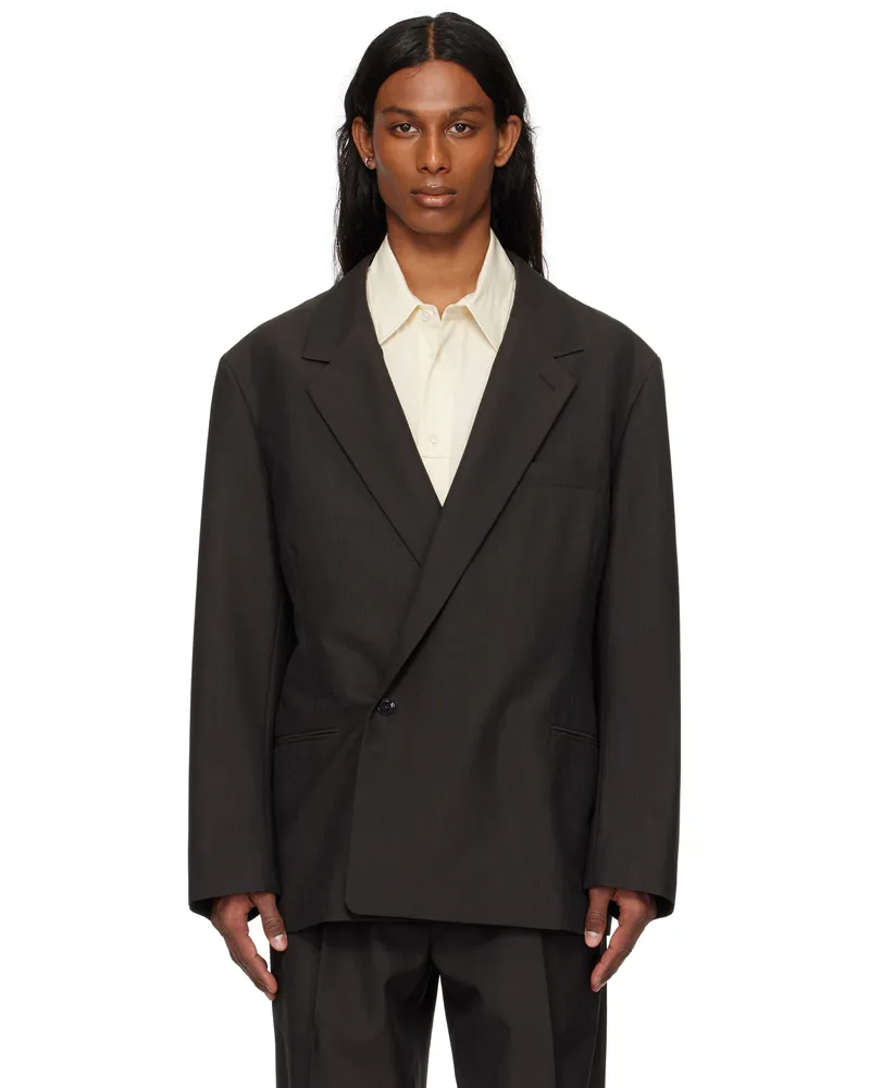 Christophe Lemaire Brown Soft Double Breasted Blazer Br599