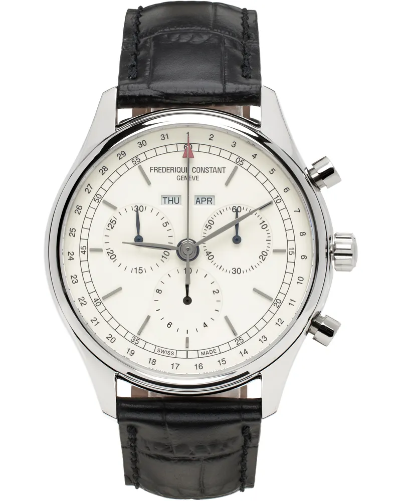 Frédérique Constant Silver & Black Classics Quartz Chronograph Triple Calendar Watch Black