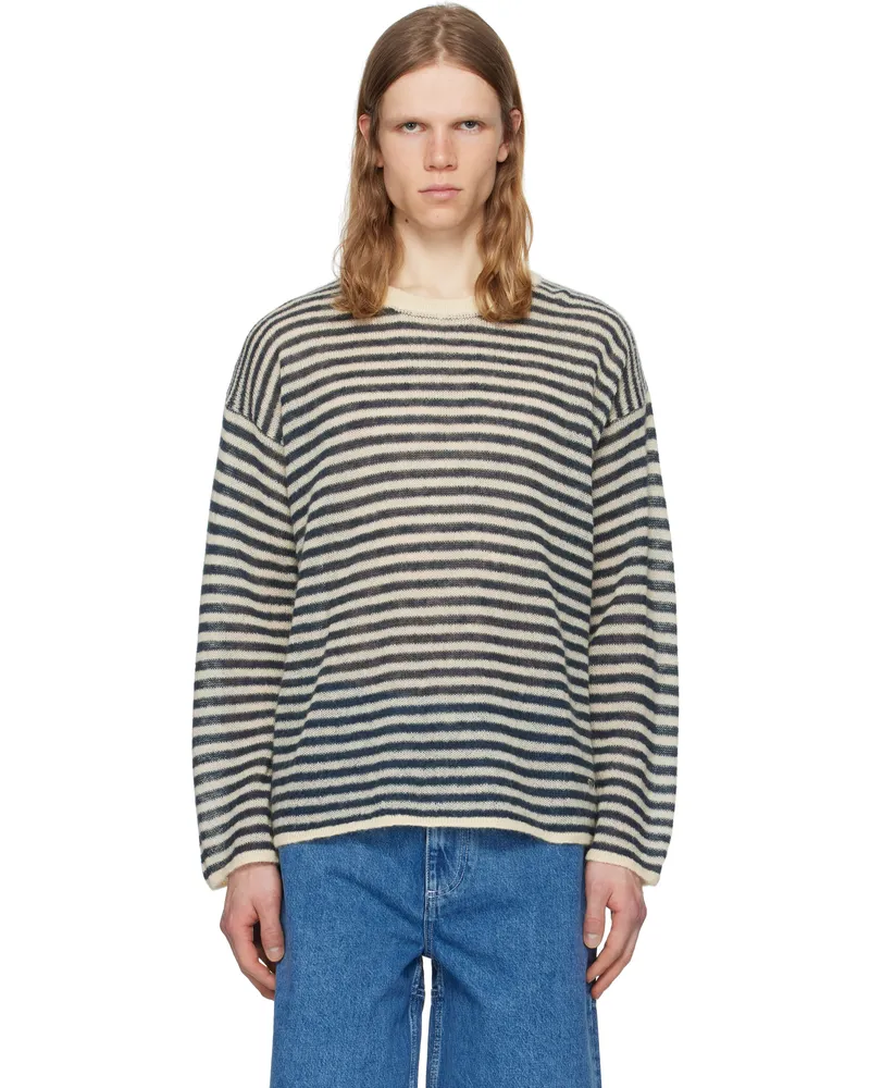 SUNNEI Off-White & Navy Striped Mohair Sweater 8190