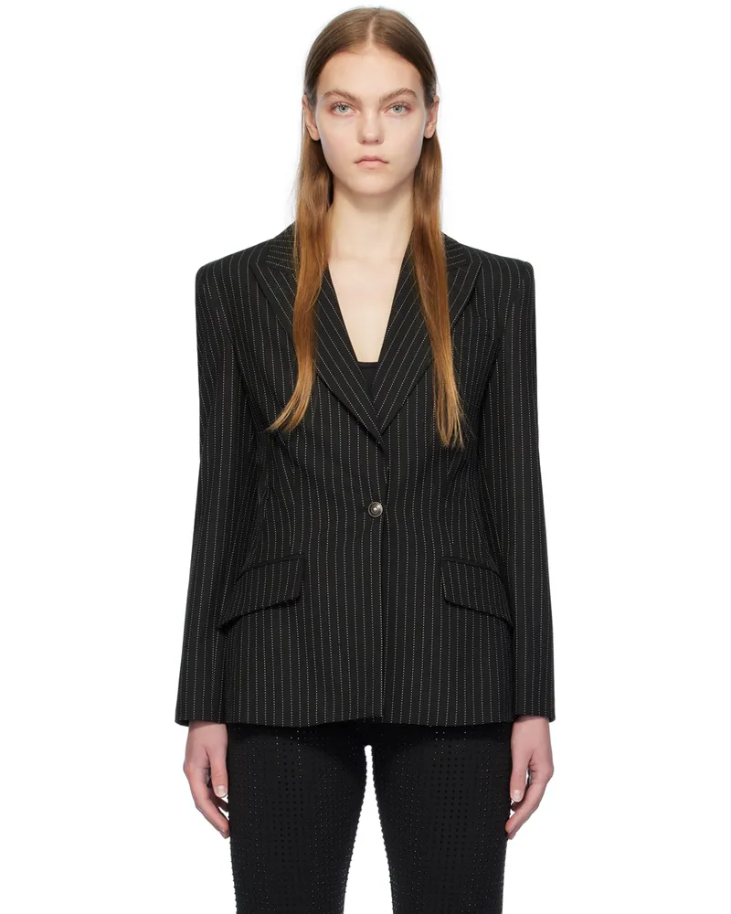 Versace Jeans Black Pinstripe Blazer E899