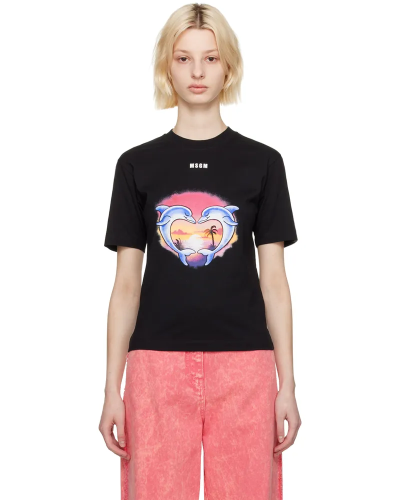 MSGM Black Crewneck T-Shirt 99