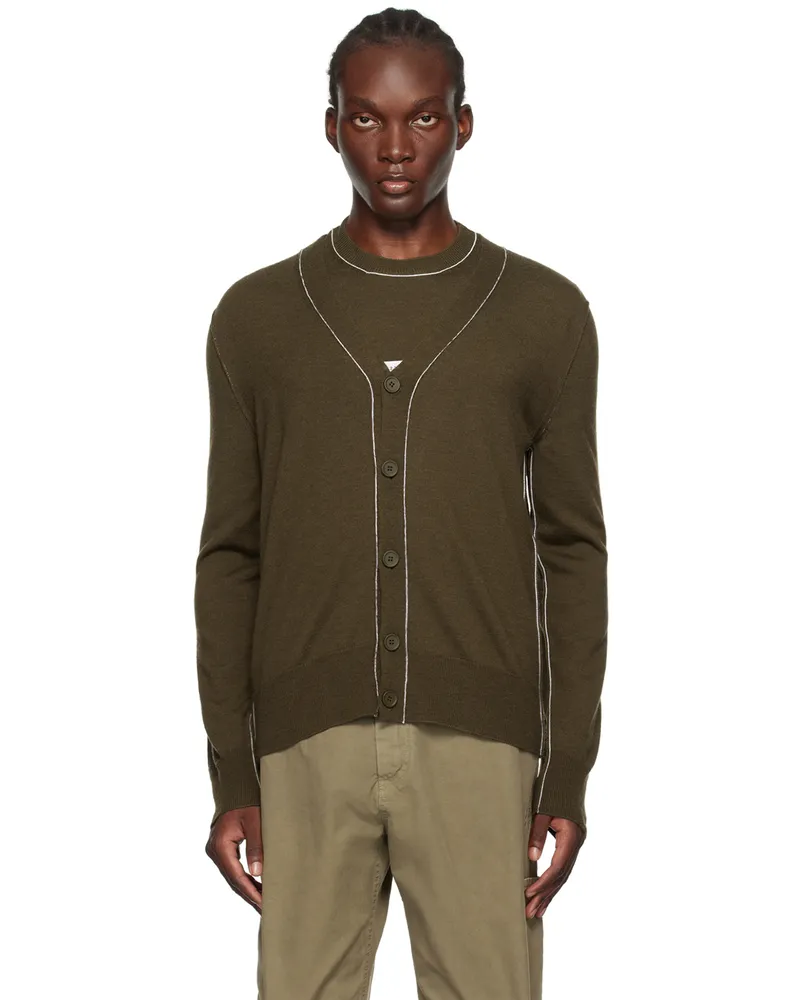 Maison Margiela Khaki Virgin Wool Cardigan 727
